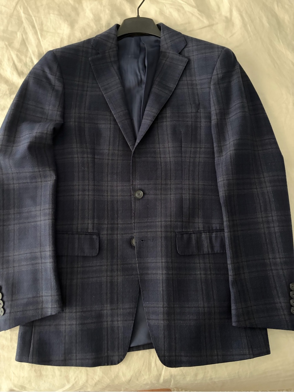 Calvin Klein Navy Plaid Tartan Single-Breasted Blazer 38R
